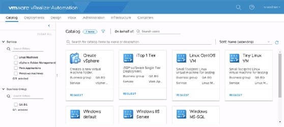 Users can find catalog items by using a filter