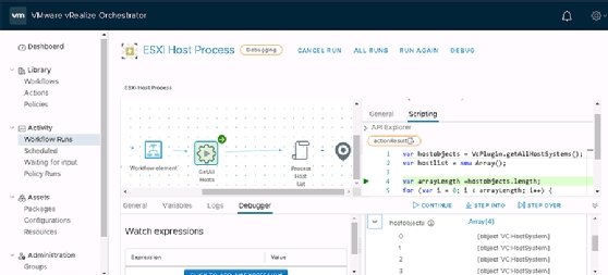 vRealize Orchestrator helps admins debug JavaScript