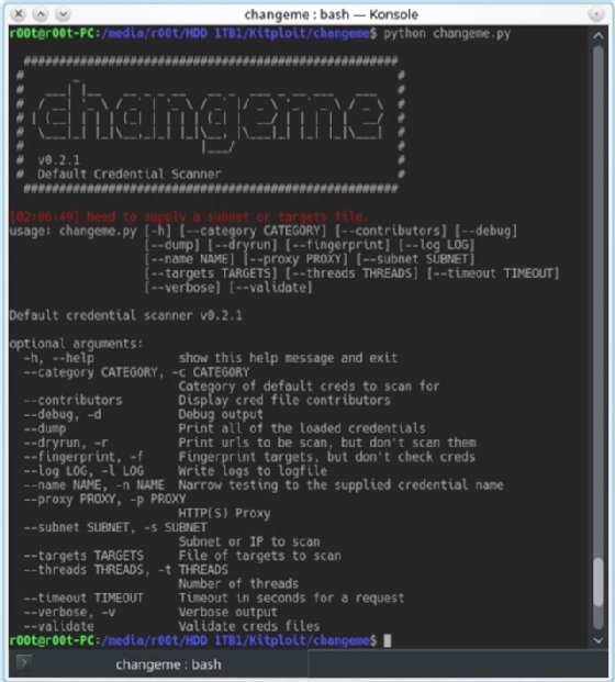 Screenshots of changeme options