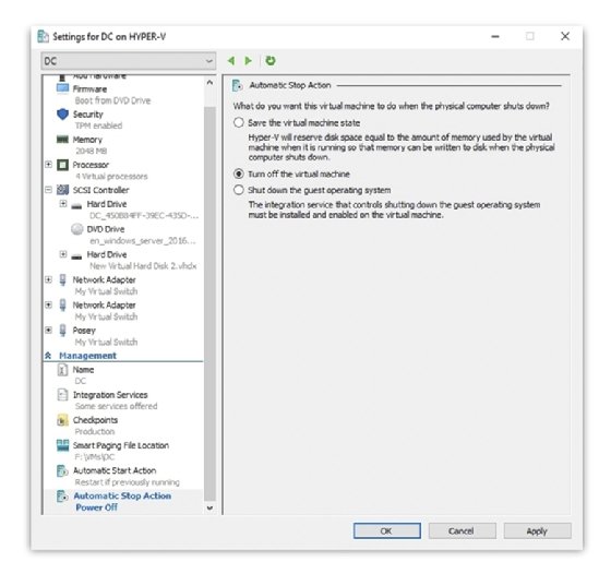 Screenshot of Automatic Stop Action options