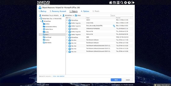 Screenshot of Nakivo's Office 365 backup