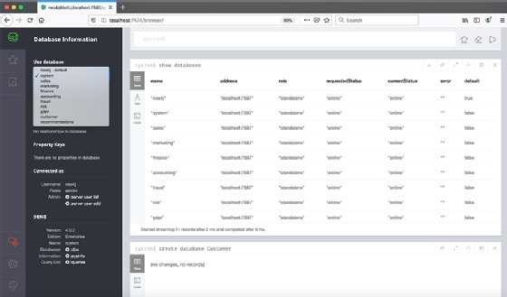 Screenshot of new Neo4j dashboard