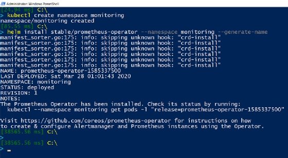 Confirmation of Prometheus Operator in our monitoring namespace