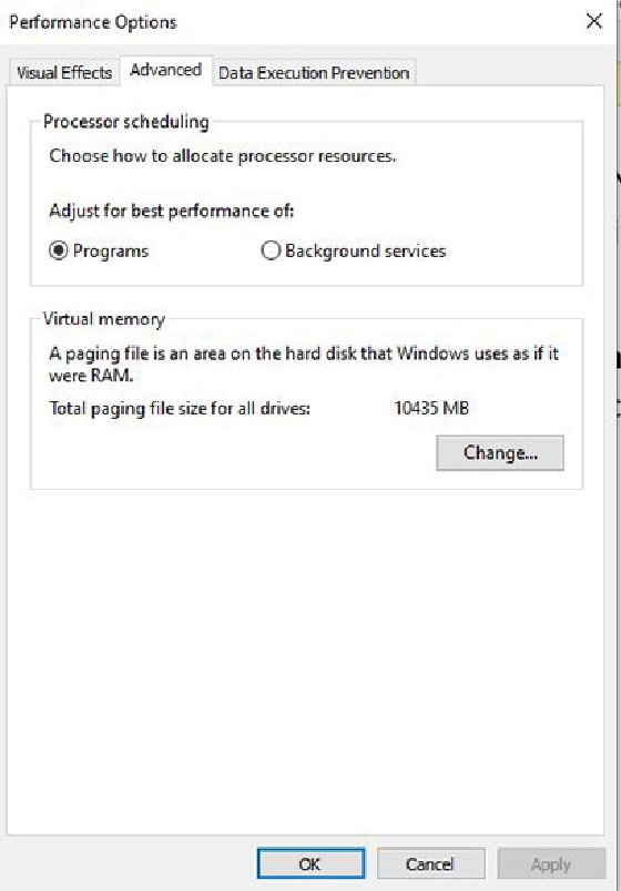 Advanced Windows performance options
