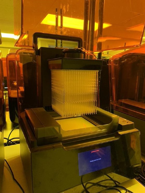 Photo of Formlabs 3D printer making nasal swabs