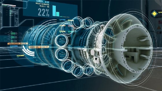 A picture of a digital twin gas turbine. 