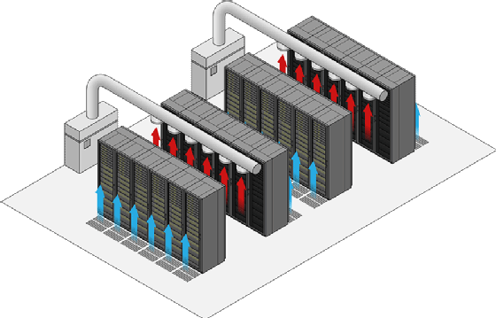 Cooled and heated air in rack servers