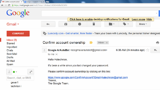 Google Phishing Email