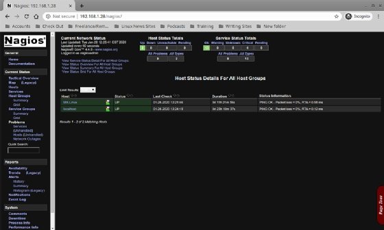 Nagios Core splash screen