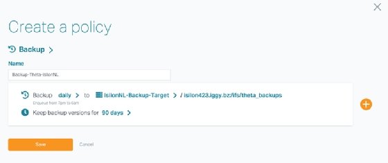 Screenshot of Igneous Systems Isilon backup target