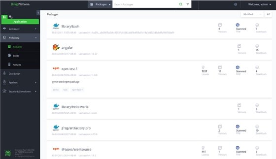 Screenshot of JFrog Artifactory repository.