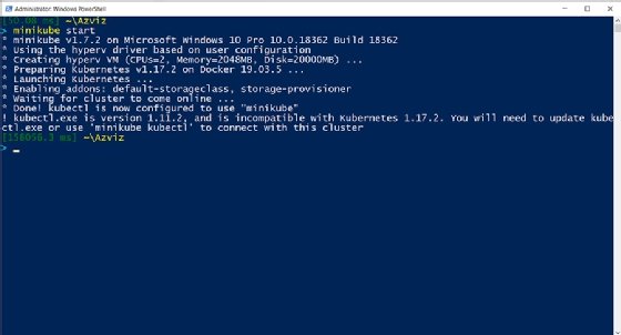 command to start minikube for Kubernetes implementation