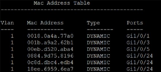 MAC address table