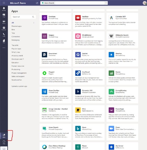Image of Teams' app directory