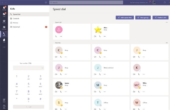 Teams phone system on desktop