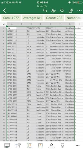 Excel document filled in