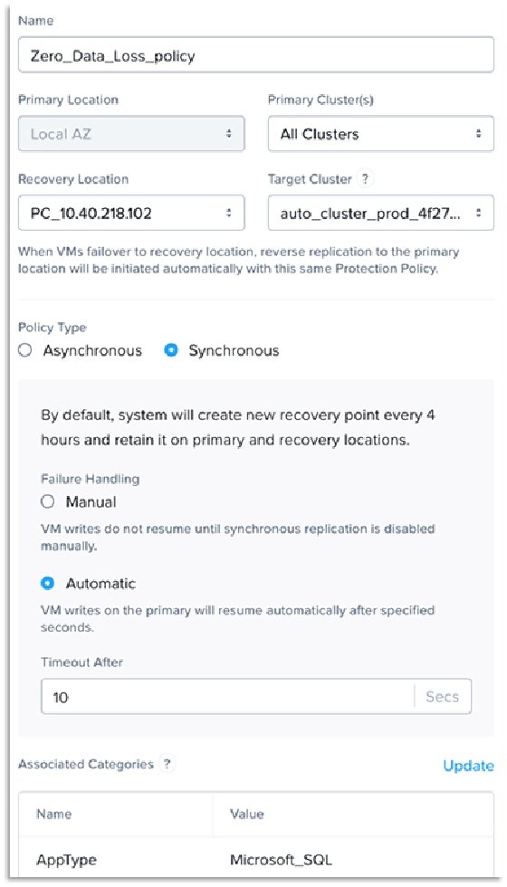 Granular Nutanix DR settings