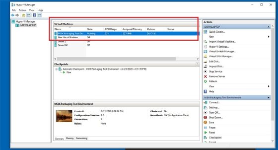 Hyper-V manager monitoring VM