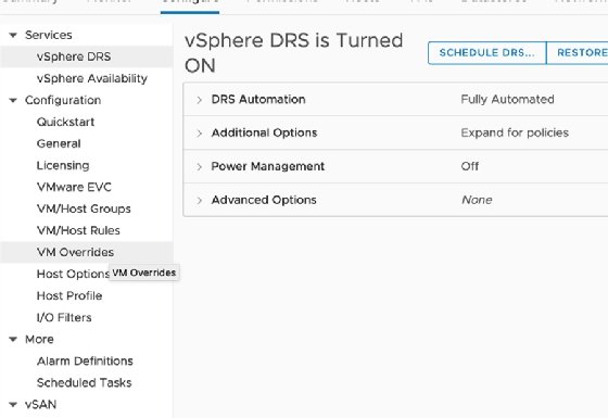 VM override option