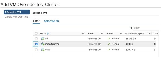 Add VMs to override