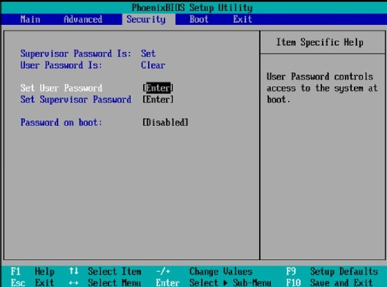 Set BIOS passwords 