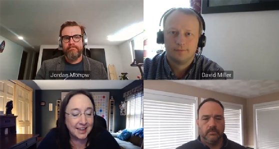 A panel led by Qlik's Jordan Morrow (top left) talks about data literacy during QlikWorld.