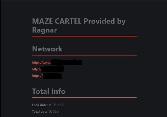 A typical post on the Maze ransomware 'news' site will list the victim organization, URLs, network names and the amount of data stolen.