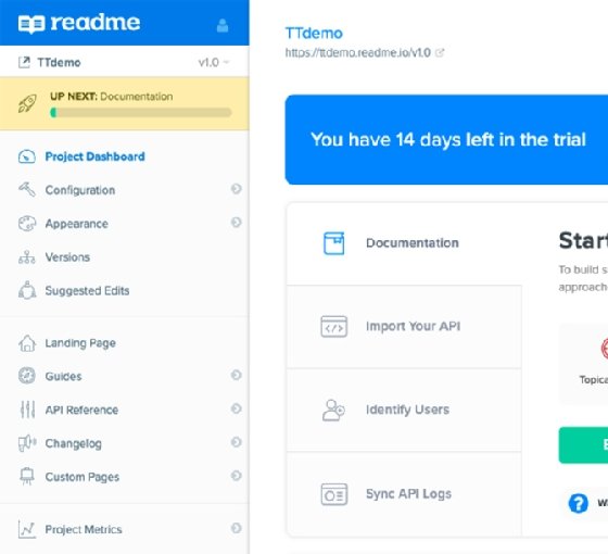 ReadMe project dashboard.