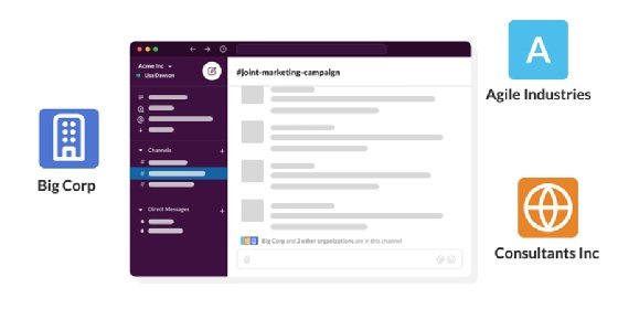 Screenshot of Slack shared channels