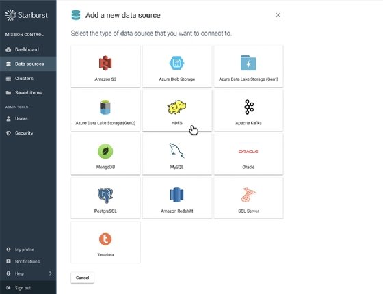 Screenshot of Starburst Enterprise Presto data connector system