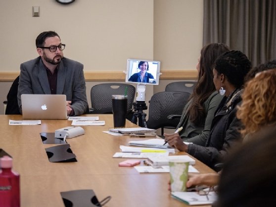 photo telepresence robot at meeting