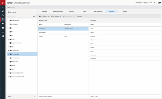 Screenshot of Veritas Advanced Supervision