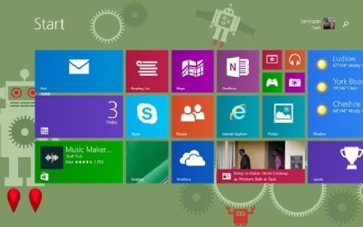Screenshot of Microsoft Windows 10 tablet start screen