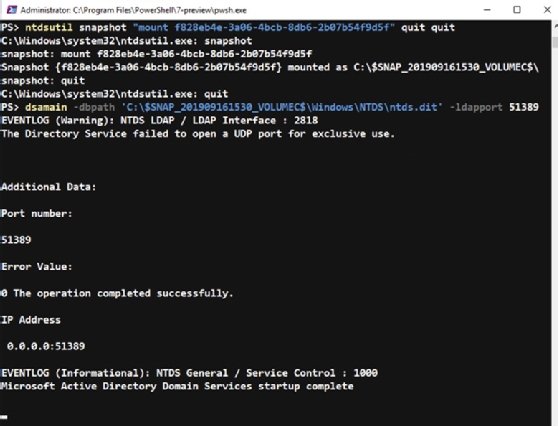 Active Directory snapshot