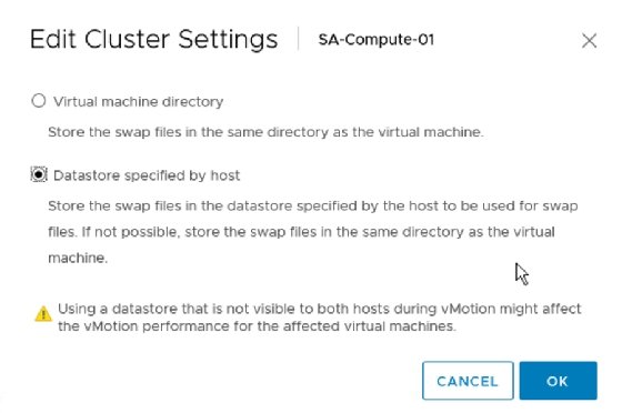 Screenshot of cluster settings
