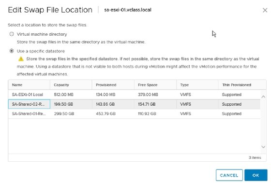 Screenshot of data store settings