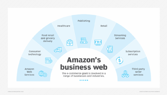 Graphic highlighting Amazon's business web.
