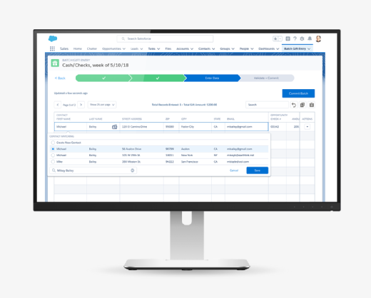 Salesforce nonprofit cloud CRM user interface