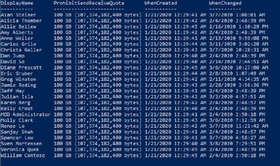 Exchange Online PowerShell mailbox command