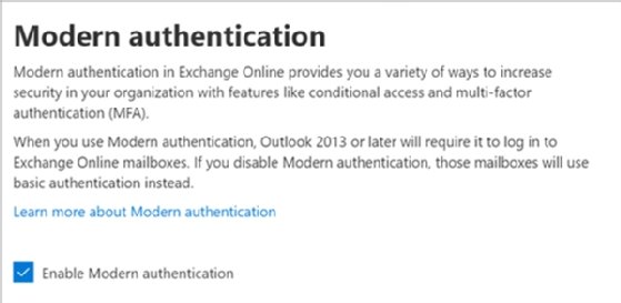 Office 365 modern authentication