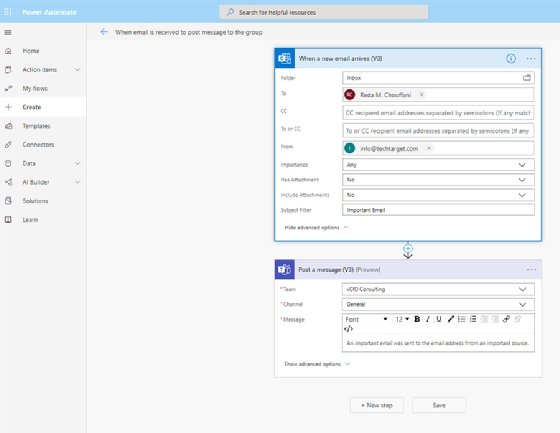 Power Automate flow created