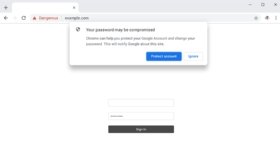 Chrome's alert of suspected phishing sites