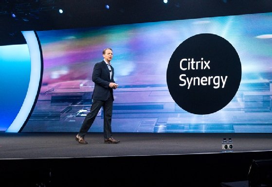 Citrix CEO David Henshall addresses the Synergy crowd during the opening keynote in May.