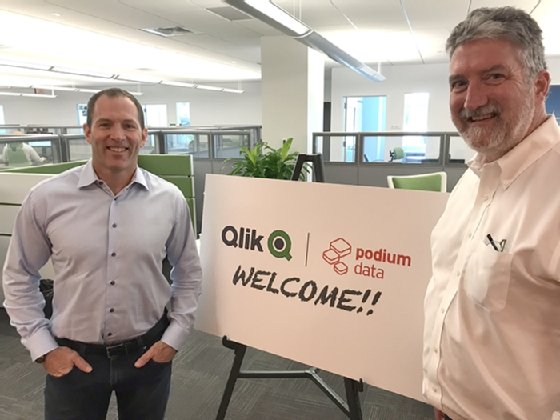 Photo of Qlik and Podium execs by Shaun Sutner