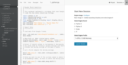 Screenshot of Cloudera Data Science Workbench