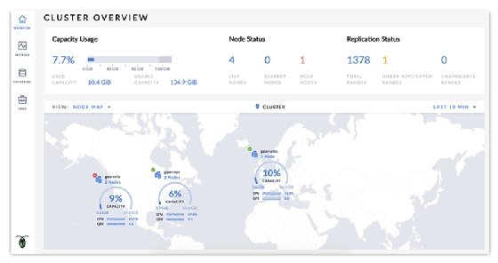 Image of main user interface of CockroachDB database platform