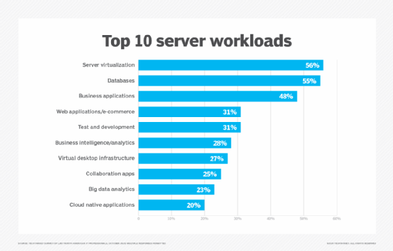 Chart listing the top 10 server workloads.