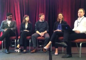 Ajay Kapoor, global vice president of digital transformation at SharkNinja; Maria Dyshel, digital initiative leader at Sanofi; Patrick Petitti, co-CEO at Catalant; Jeanethe Falvey, chief digital officer for the city of Boston; and Roar Media's Chris Towers discuss digital transformation at the 2019 Digital Transformation Conference.