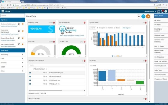 Epicor Prophet 21 home screen.