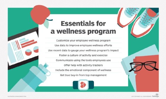 List of employee wellness program essentials.